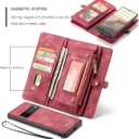 Google Pixel 6A Leather Detachable Wallet Zipper Case with 11 Card Slots Holder Magnetic Case for Google Pixel 6A Flip Wallet Handle Wrist Strap Pocket Handbag (Pixel 6A, Red)