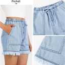 BOOPH Girls Jean Shorts Denim Elastic Waist Drawstring Short for Teen Girl