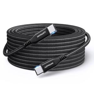 25 FT USB to USB C Cable, 60W Extra Long USBC to USBC Cable Fast Charging, Type C to C Charger Cord Nylon Braided [NO DATA] for iPhone 17/16/15, Galaxy, MacBook, iPad Pro, Pixel, Moto, Camera & More