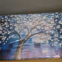 SSNEEKNDG Blue Tree of Life Wall Art for Bedroom White Flower Tree Large Artwork for Living Room Office Kitchen Modern Aesthetic Pictures Canvas Prints 20"x40"