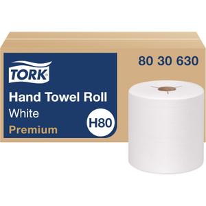 Tork 8030630 Premium Paper Hand Towel Roll, Y Notch, 1-Ply, 8.0" Width x 600' Lenth, White (Case of 6 Rolls, 600 Feet per Roll, 3, 600 Feet per Case)