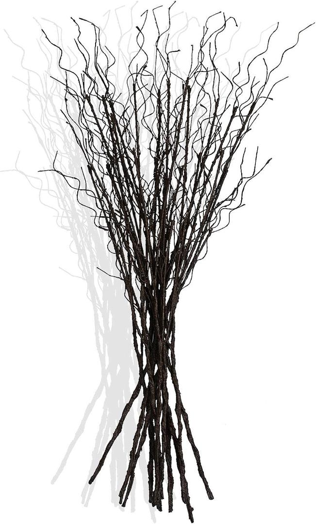 12 Pcs Artificial Curly Willow Branches Plants Decorative Brown Twig Stems Spray Tall for Vase DIY Crafts Wedding Floral Arrangement Home Decor Indoor