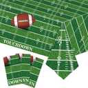 3Pcs Football Tablecloth Disposable, Football Party Decorations, Plastic Touchdown Table Cover, Green Football Field Table Cloth for Game Day Party Tailgate Decorations, 54 x 108 Inch