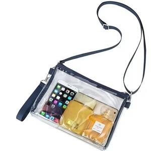 BAGENIUS Clear Crossbody Purse Bag, Concert Sports - Black