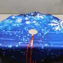 Winter Blue Snowflakes Tree Skirt Home Decoration Large Round Tree Skirt