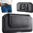 COANJIUN Holster for Samsung Galaxy Ultra S26 S25 S24 S23 S22 S21, A16 A17 A15 A14 A13 A26 A36 A56 Leather Cell Phone Belt Holder with Clip, XL-Black
