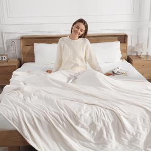 Queen Electric Blanket Dual Control Heated Blanket - Soft Warm Flannel Electric Blanket with 5 Heating Level & 10 Hour Auto Off, ETL Certified & Machine Washable for Grandma Gifts(Cream White) (84" x 90" Queen)