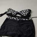 Womens High Waisted Swimsuits with Boy Shorts Brazilian Triangle Top Stripes Halter Bikini Two Piece Bathing Suits (Large, Checkered)