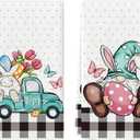 Artoid Mode Buffalo Plaid Gnome Egg Truck Bunny Rabbit Easter Kitchen Towels Dish Towels, 18x26 Inch Seasonal Spring Decoration Hand Towels Set of 2