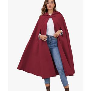 Gihuo Cape Poncho Women's Hooded Maxi Cloak Coat Winter Warm Long Cloak Cosplay Costumes Outerwear