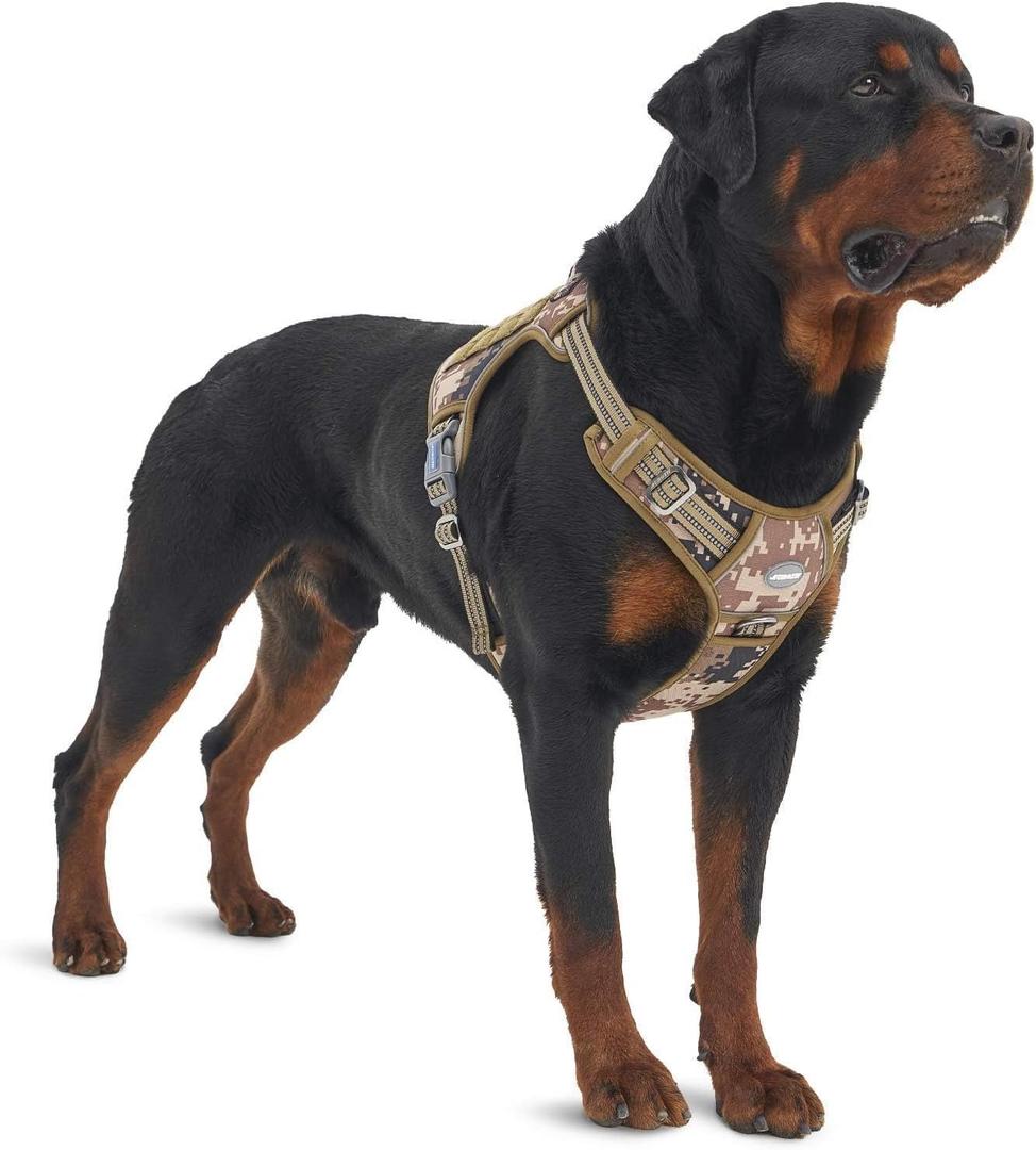 Auroth Tactical Dog Harness for Large Dogs No Pull Adjustable Pet Harness Reflective K9 Working Training Easy Control Pet Vest Military Service Dog Harnesses Desert Camo XL (XL(Neck:20-31",Chest:26-42"),75-135 lbs)