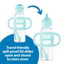 Dr. Brown's Milestones Narrow Sippy Straw Bottle, Spill-Proof with 100% Silicone Handles and Weighted Straw, 8 oz/250 mL, Gray & Green, 6m+