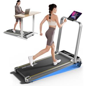 Walking Pad with Handles, Walking Pad Treadmill with Incline, 3 in 1 Foldable Treadmills for Home Office, Portable Under Desk Compact Design