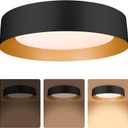 Bargeni 16.5 Inch LED Ceiling Light Fixture, Dimmable Flush Mount Matte Black With Gold Inside, 3000K/Warm White/30W, Modern Light Fixtures Mount for Bedroom, Outdoor, Foyer
