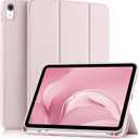 Akkerds Compatible with iPad (A16) 11th Generation Case 11 Inch 2025, for iPad 10th Generation Case 10.9 Inch 2022 with Pencil Holder, Slim Trifold Stand Protective Cover with Soft TPU Back, Pink