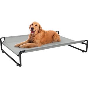 Veehoo Original Outdoor Elevated Dog Bed, Cooling Raised Dog Cot for Large Dogs, Portable Standing Pet Hammock Platform with Washable Breathable Mesh, No-Slip Feet, Large, Grey, CWC2201 (43.7"L x 30.3"W x 9.4"Th)