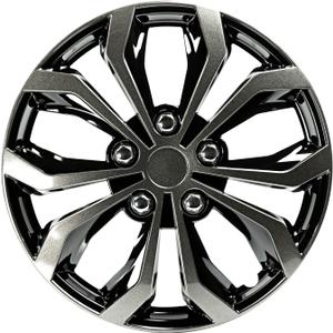 Pilot Automotive WH138-15GB 15 Inch Spyder Black & Gunmetal Grey Universal Hubcap Wheel Covers For Cars - Set Of 4 - Fits Most Cars