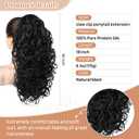 Flufymooz 100 Pure Protein Ponytail Extension, 18 Inch Curly Claw Clip Ponytail Hair Extensions Natural Soft pony tail hairpiece for women-Natural Black