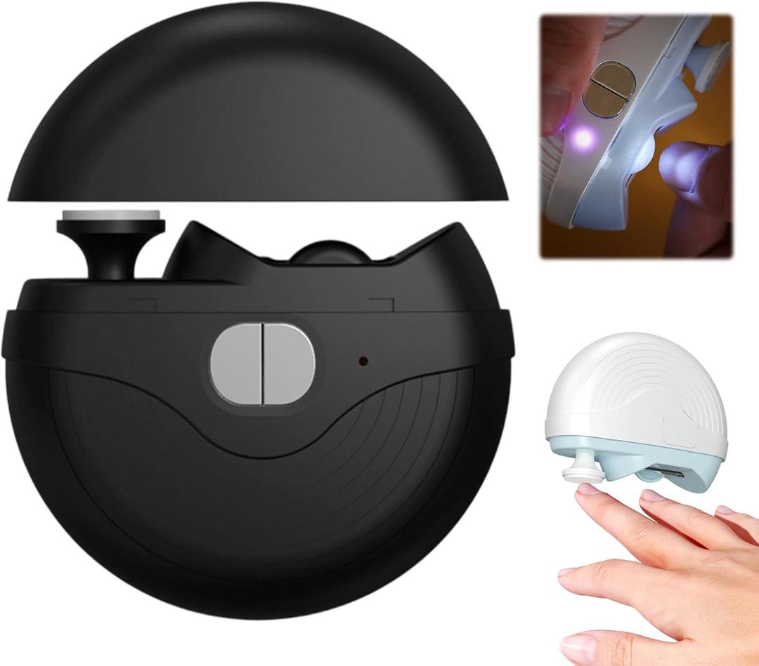 Electric Nail Clippers for Adults Seniors, 3 Speeds Strong Power Automatic Nails Clipper with Polisher and LED Light, Rechargeable Clippers for Thick Toenails Fingernails (Black)