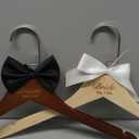 2 Pcs Bride Hanger Bride and Groom Wooden Wedding Dress Hanger Set with Bow Tie for Tuxedo Suit Wedding Gift Bridal Party Shower
