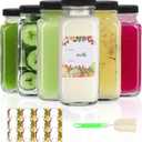 AuroTrends 8 oz Glass Bottles with Lids - 6Pack, 250ml Glass Juicing Bottles for Water, Kombucha - Portable, Reusable 8fl.oz Set of 6