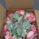 peonies artificial flowers 12 Bundles pink flowers bouquet, Lifelike Silk Fake Peonies with Stems for Home Table Centerpieces, Wedding, Party & DIY Bridal Floral Arrangements (Rose red + pink)