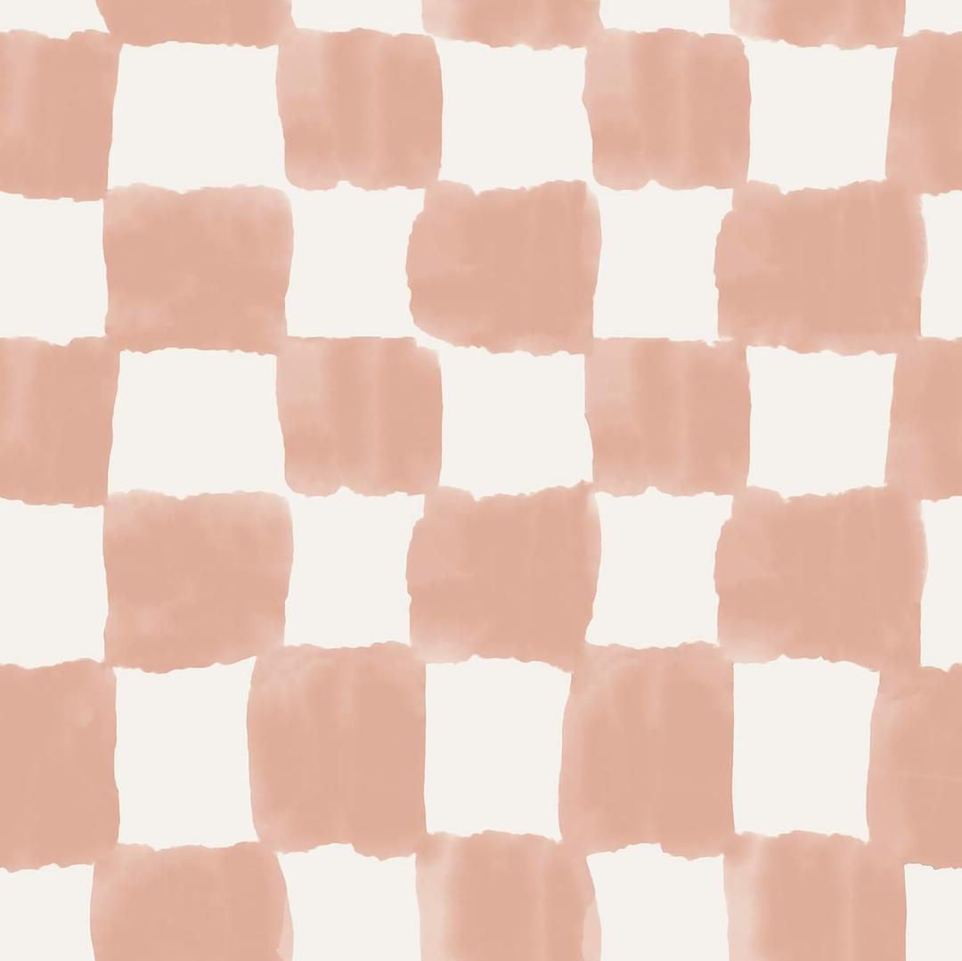 Mr. Kate RoomMates Tess Watercolor Checker Terracotta Peel and Stick Wallpaper, RMWS1315