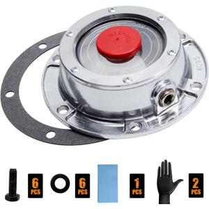 343-4095 6 Hole Aluminum Steer Hub Cap with Side Pipe Plug Gasket Mounting Screws & Cleaning kit for Semi Truck Trailer(1Pack)