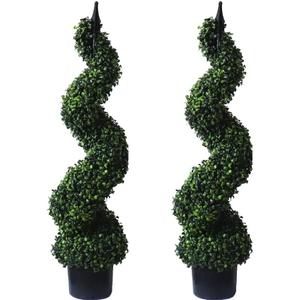 36'' Topiary Trees Artificial Outdoor Boxwood Plants Set of 2 for Porch Decor (3ft) 36'' Topiary Trees Artificial Outdoor Boxwood Plants Set of 2 for Porch Decor (3ft)
