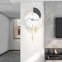 Wall Clock,Silent Quality Quartz Battery Operated with Pendulum, Large Wall Clocks for Living Room, Kitchen, Home, Bathroom, Bedroom Wall Decor, 20x33.5inch(Golden)