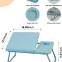 Lap Desk for Couch/Sofa/Floor, 5-Angle Adjustable Bed Desk with Foldable Legs &Cup Holder, Light Weight Bed Tray Table for Writing/Eating/Reading, Portable Laptop Stand for Adults, Kids