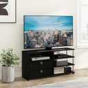 Furinno Jaya TV Stand for TV up to 55-Inch with Storage Bins & Cable Management Hole, 4-Tier Black Entertainment Center, TV Console, for Living Room, Bedroom, Dark Americano
