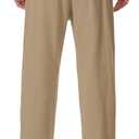 Mens Linen Pants Loose Fit Elastic Waist Drawstring Casual Summer Beach Pants with Pockets Trousers for Men (XXL)