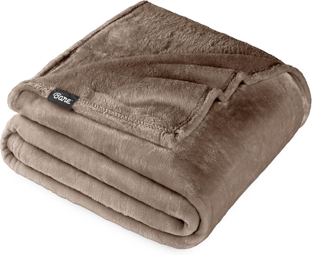 Bare Home Fleece Blanket - Full/Queen - Ultra-Soft Lightweight for Bed, Sofa, and Couch - Luxury Microplush - Cozy Warm Blanket (Full/Queen, Taupe)