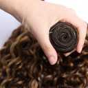 Highlight Honey Brown Bundles 32 32 32 Inch #P4/27 Kinky Curly Bundle Ombre Honey Blonde Human Hair Bundles Quick Weave 3 Bundles 150G Brazilian Remy Hair Extensions