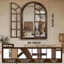 Arched Wall Mirror with Wood Window Frame, 40x28 Vintage Rustic Farmhouse Mirror for Wall, Living Room, Bedroom, Entryway(Brown)