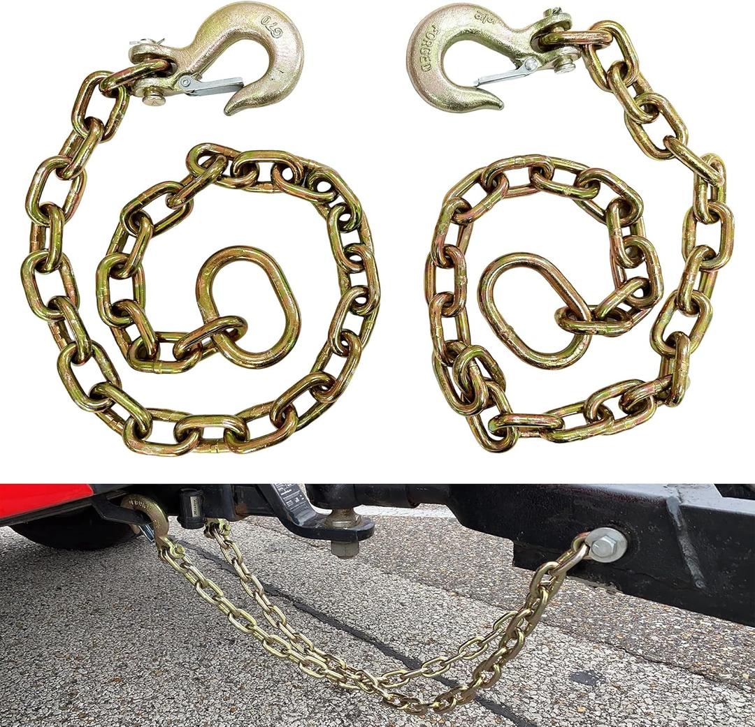 36" Trailer Safety Chains with 5/16" Hook for Trailers Boats Fifth Wheel Safety Tow Chain (Pack of 2)