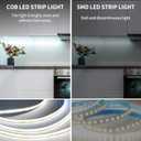 32.8ft COB LED Strip Lights DC 24V Dimmable 6000K White Flexible LED Tape Light for Bedroom, with Remote and app Control LED Tape Lights CRI90+,for DIY Home DecorationWhite