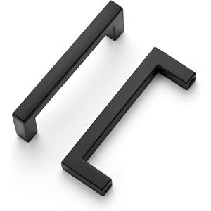 Ravinte 10 Pack Solid Kitchen Cabinet Handles Matte Black Cabinet Pulls Slim Drawer Pulls with 3 Inch Hole Center Square Bar Kitchen Cupboard Hardware
