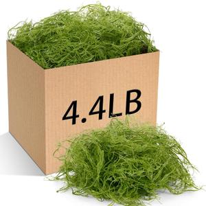 Giegxin Spanish Moss Faux Greenery for Potted Plants, Crafts, and Floral Arrangements Moss Artificial Plants Potted Artificial for Halloween Indoor Outdoor 4.4 lb Bulk Case (Grass Green)