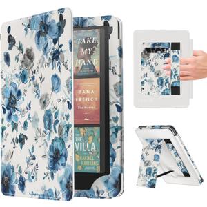 Famavala Case Cover for 7"/6.8" Kindle Paperwhite Signature Edition (12th/11th Generation, 2024/2021 Release) and Kindle Colorsoft Signature Edition 1st Gen (Blue Floral)