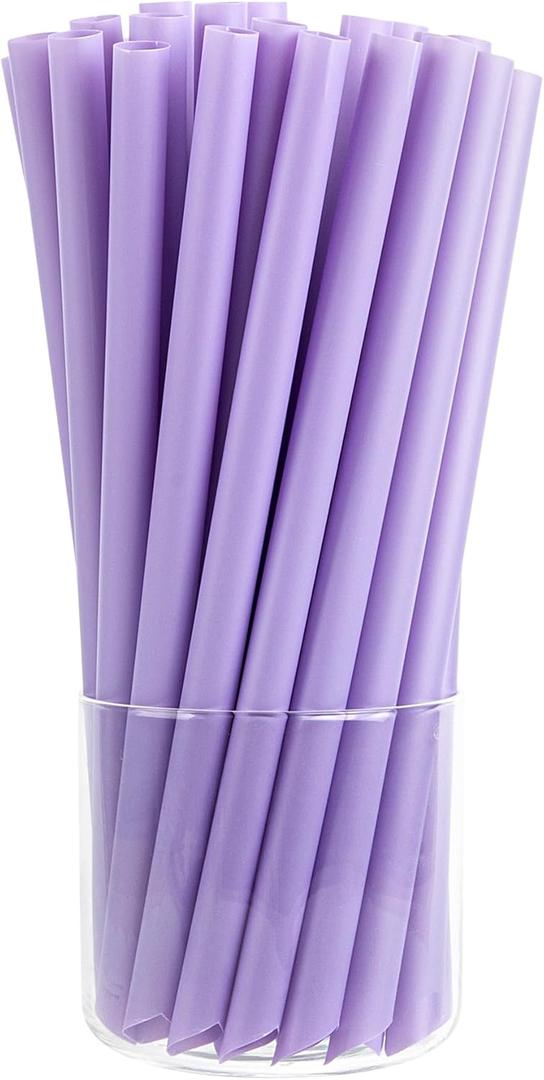 6 Inch Boba Straws, 
100 Count Pointed Tip Purple Plastic Extra Wide Bubble Tea Straws - For Thick Drinks, Durable, Sturdy, Unwrapped For Juice Bars & Restaurants