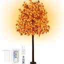 FastDeng 7Ft 170 LED Fall Prelit Maple Tree Thanksgiving Decor, Dimmable Timing 8 Flashing Modes Autumn Artificial Tree with 17 Acorns 340 Leaves for Home Indoor Outdoor Harvest Halloween Decorations