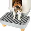 Litter Box Step Cat Litter Box Ramp Mat Cat Step Pedal Stool Catcher with Wooden Base Anti-Tracking & Easy to Clean Waterproof for Kitten & Elderly Cats