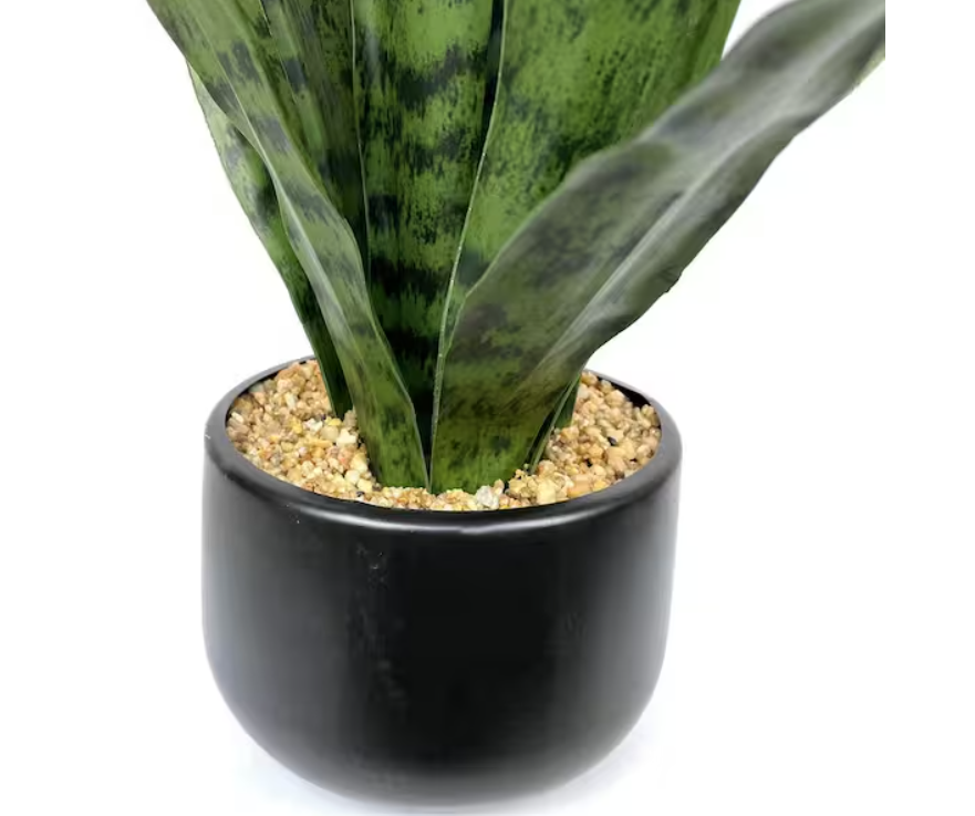 10 in. Artificial White Indoor/Outdoor Snake Plant Faux Agave Sansevieria Potted Plant Home Office Decor