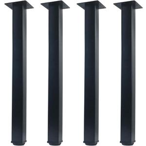QLLY 20 inch Adjustable Metal Desk Legs, Square Office Table Furniture Leg, Table Leg, Set of 4 (Black)