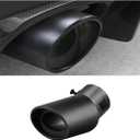 Stainless Steel Car Exhaust Tip, 2.5" Inlet 3.3" Outlet Adjustable Chrome-Plated Finish Exhaust Tailpipe, Car Exhaust Pipe Modification Tail Throat Tail Pipe, Fit for Most Cars (Bending, Black)