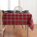 Solino Home Plaid Tablecloth 60 x 108 Inch - 100% Pure Linen Red Classic Tartan Plaid Table Cloth for Rectangle Tables - Machine Washable Tablecloth