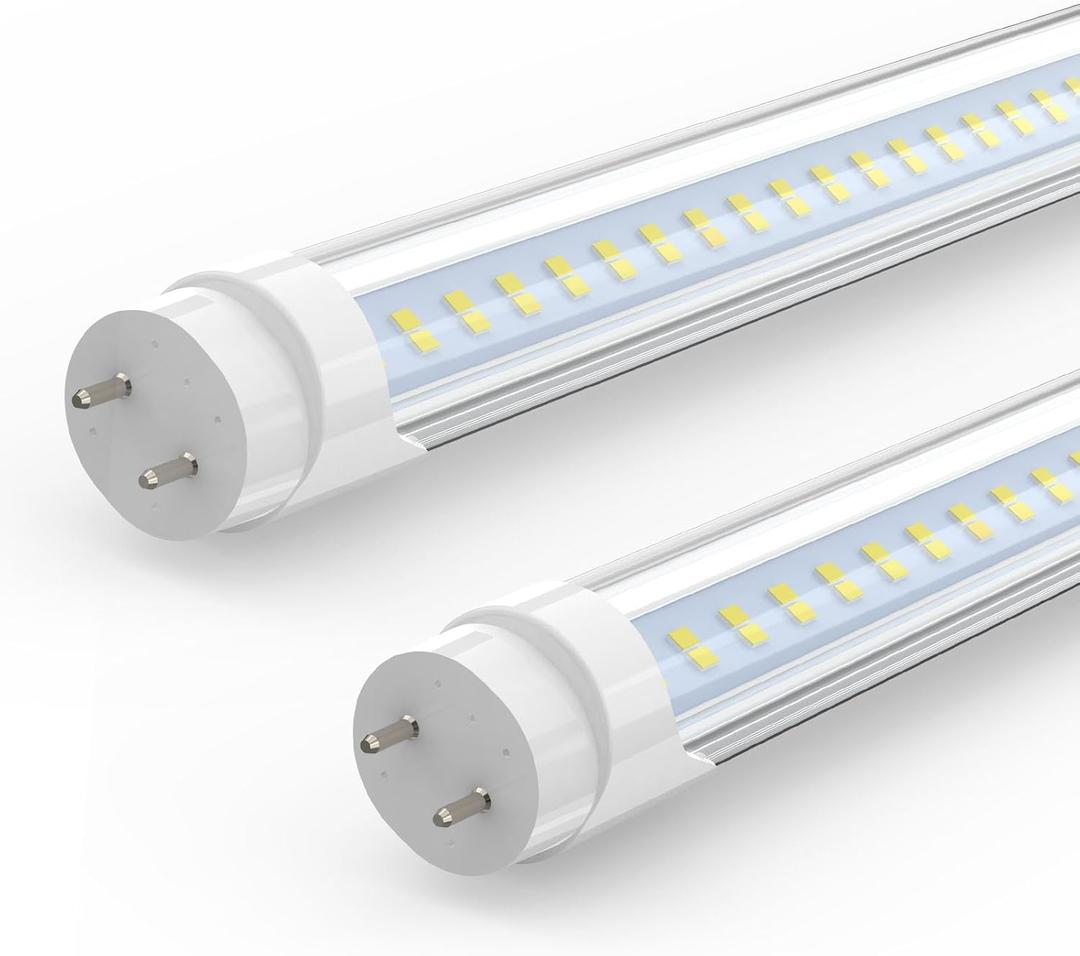 JESLED 4FT LED T8 Type A+B Tube Lights, 28W(80W Equivalent), 4060LM, 6500K, Single or Double End Powered, Plug and Play or Ballast Bypass, 4 Foot T10 T12 Fluorescent Bulbs Replacement, Clear(2-Pack)