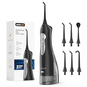 Water Flosser, Mornwell Water Flossers for Teeth - 330ML Tank USB Rechargeable Dental Flosser, IPX7 Waterproof 3 Modes & 4 Jet Tips Portable Dental Oral Irrigator, Professional Water Flosser